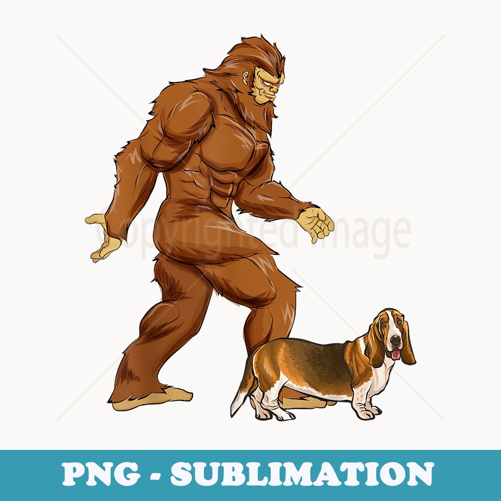 Funny Bigfoot Walking Basset Hound Sasquatch Dog - Sublimation PNG File