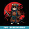 Funny Cute Samurai Cat Japanese Parody Katana Fighter Anime - Vintage Sublimation PNG Download