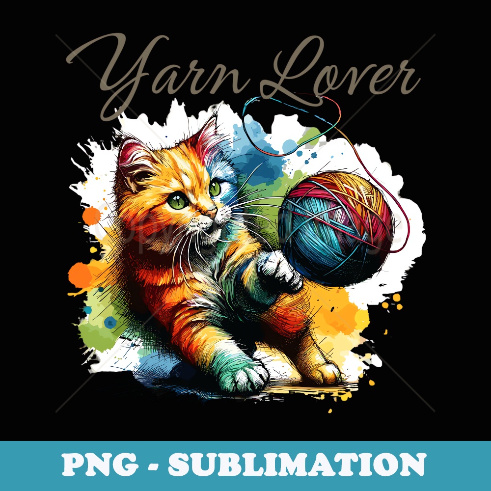 Adorable Knitting and Crochet Happy Cat Yarn Lovers - PNG Sublimation Digital Download