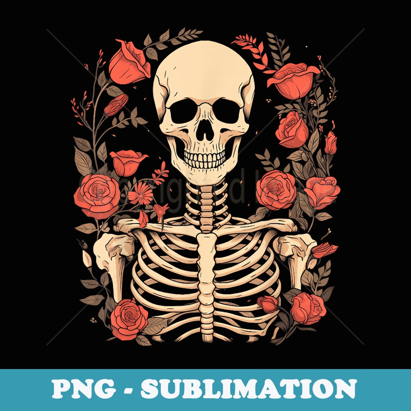 Floral Sugar Skull Day of Dead Dia de Los Muertos Halloween - Retro PNG Sublimation Digital Download