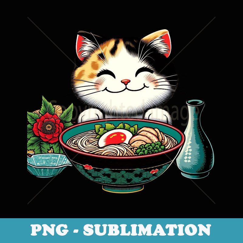Ramen Lover Kitten Lover Japanese Art Cute Cat - PNG Sublimation Digital Download