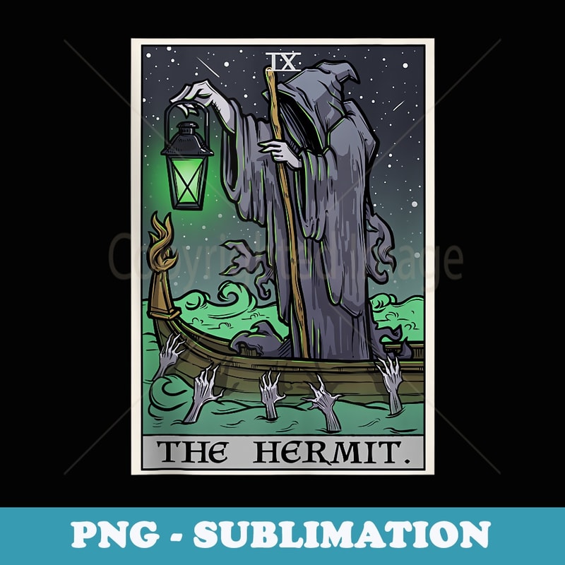 The Hermit Tarot Card Gothic Halloween Grim Reaper Horror - Aesthetic Sublimation Digital File