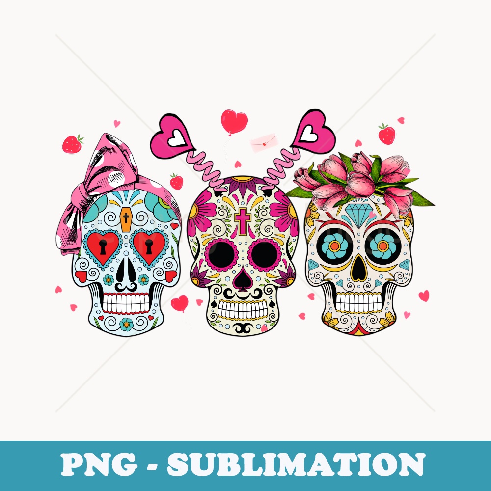 Sugar Skull Lovers Valentines Day Couple Matchings - PNG Sublimation Digital Download