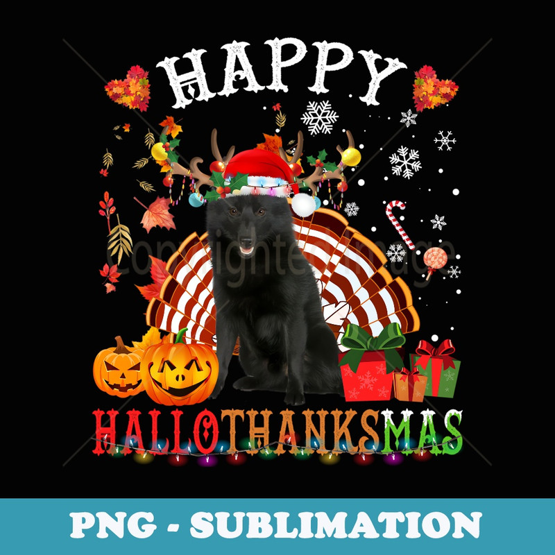 Halloween Thanksgiving Christmas Schipperke HalloThanksMas - Premium Sublimation Digital Download