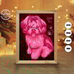 shih tzu paper cut light box template, shadow box, 3d papercut lightbox svg file diy, cutting cricut, svg template cricu