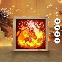 butterfly 1 shadow box files, paper cut light box template files, shadow box paper cut, 3d papercut light box svg file d