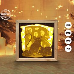 rats shadow box files, paper cut light box template files, shadow box paper cut, 3d papercut light box svg file diy, cut