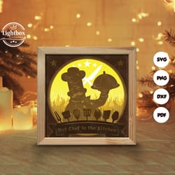 chef 1 shadow box files, paper cut light box template files, shadow box paper cut, 3d papercut light box svg file diy, c