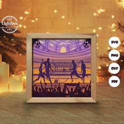 soccer shadow box files, paper cut light box template files, shadow box paper cut, 3d papercut light box svg file diy, c