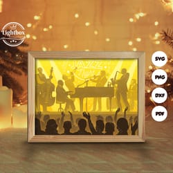 jazz night shadow box files, paper cut light box template files, shadow box paper cut, 3d papercut light box svg file di