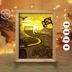 racing 1 shadow box files, paper cut light box template files, shadow box paper cut, 3d papercut light box svg file diy,