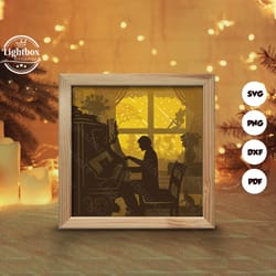piano 2 shadow box files, paper cut light box template files, shadow box paper cut, 3d papercut light box svg file diy,