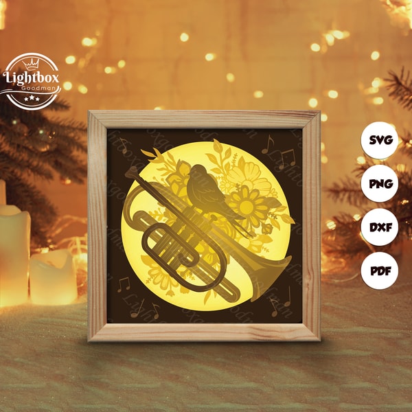 Trumpet Ink Box Trumpet Shadow Box Files, Paper Cut Light Box Template Files - Inspire ...