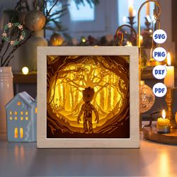 jungle square paper cut light box template, 3d shadow box svg files, shadow box paper cut, light box svg, 3d papercut