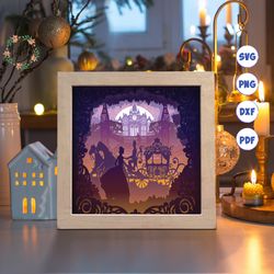 cinderella 1 paper cut light box template, 3d shadow box svg files, shadow box paper cut, light box svg, 3d papercut lig