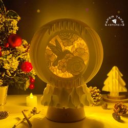 hummingbird pop-up template, globe pop-up svg for cricut projects, 3d papercut light box sliceform