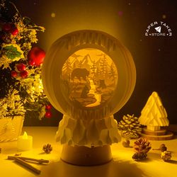 bear pop-up template, globe pop-up svg for cricut projects, 3d papercut light box sliceform