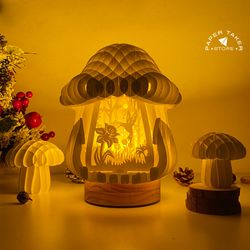 hummingbirds pop up svg template, hummingbirds mushroom pop up svg for cricut projects, sliceform paper cut lightbox, sp