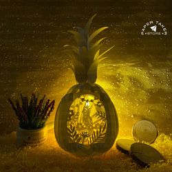 parrot pop up svg template, parrot pineapple pop up svg for cricut projects, sliceform paper cut lightbox, sphere pop up