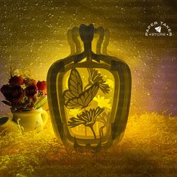 butterfly pop up svg template, butterfly vase pop up svg for cricut projects, sliceform paper cut lightbox