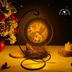 hummingbird pop up svg template, hummingbird ornament pop up svg for cricut projects, sliceform paper cut lightbox, sphe