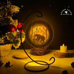 bear pop up svg template, bear ornament pop up svg for cricut projects, sliceform paper cut lightbox, sphere pop up diy