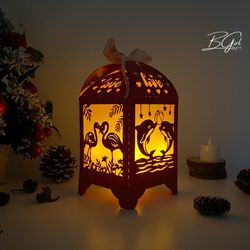 love animals paper cut lantern light box template, svg template cricut, cutting cricut, 3d lantern paper cut lightbox sv
