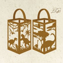 dinosaurs paper cut lantern light box template, 3d lantern paper cut lightbox svg file diy, cutting cricut, shadow box p