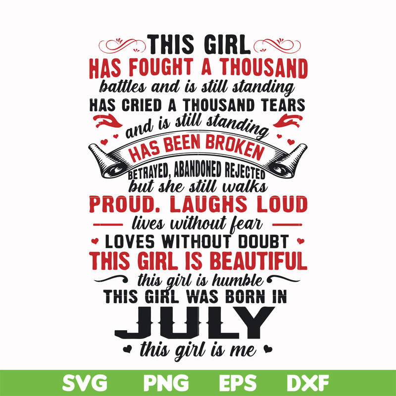 FN0001023-This girl has fought a thousand battles and is still standing this girl was born in July this girl is me svg, png, dxf, eps file FN0001023.jpg
