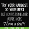FN000187-Try your hardest do your best but always remember you're more than a test svg, png, dxf, eps file FN000187.jpg
