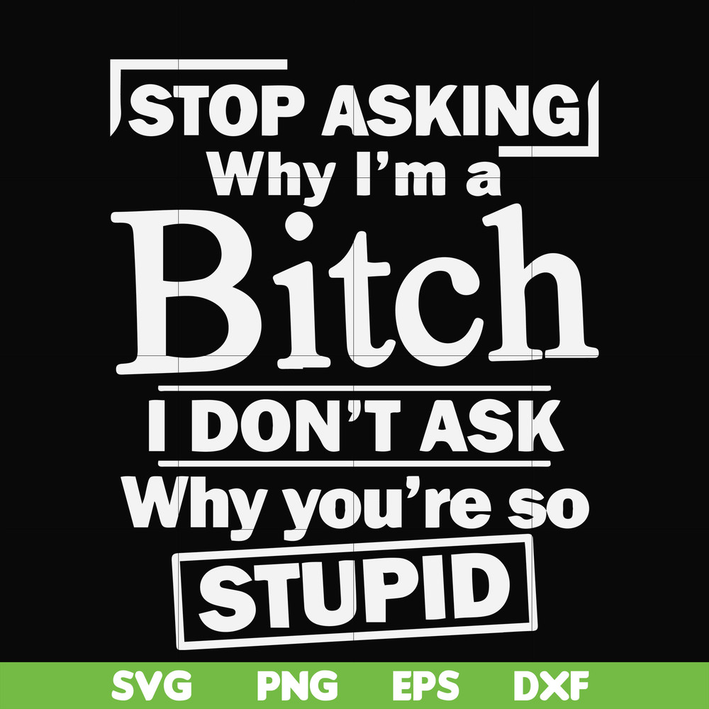 FN000463-Stop asking why I'm a bitch I don't ask why you're so stupid svg, png, dxf, eps file FN000463.jpg