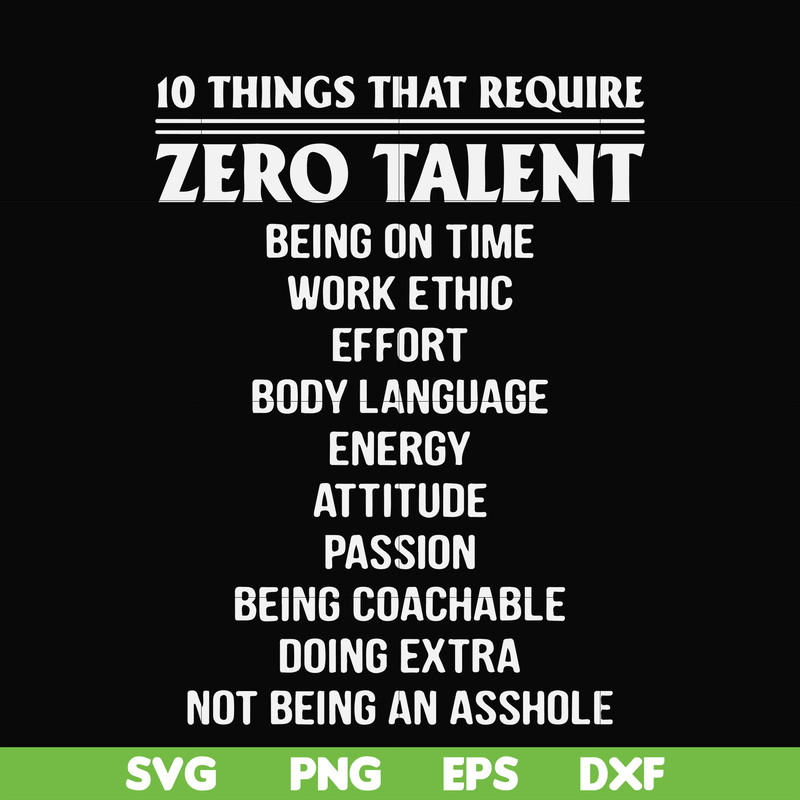 FN000624-10 things that require zero talent being on time work ethic svg, png, dxf, eps file FN000624.jpg