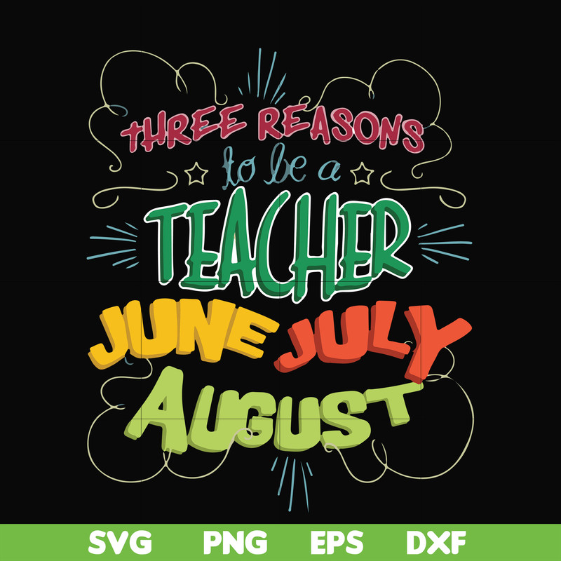 FN000734-Three reasons to be a teacher June July August svg, png, dxf, eps file FN000734.jpg