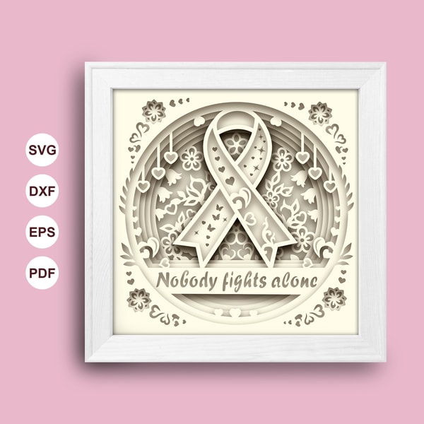 Cancer Shadow Box Cancer Awareness Ribbon shadow box svg, Awareness paper cut | Inspire ...