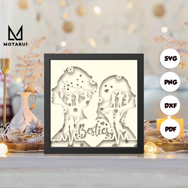 Friendship shadow box svg, Friendship paper cut light box, c - Inspire ...