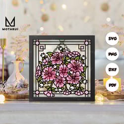 flowers shadow box svg, flowers paper cut light box, cricut files, 3d flowers shadow box, layered cardstock svg