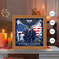 memorial day shadow box files, paper cut light box template files, shadow box paper cut, 3d papercut light box svg file
