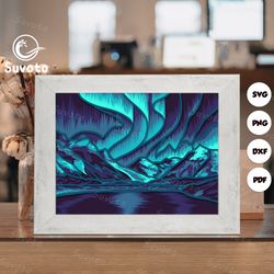 aurora shadow box files, paper cut light box template files, 3d papercut light box svg file diy, shadow box paper cut
