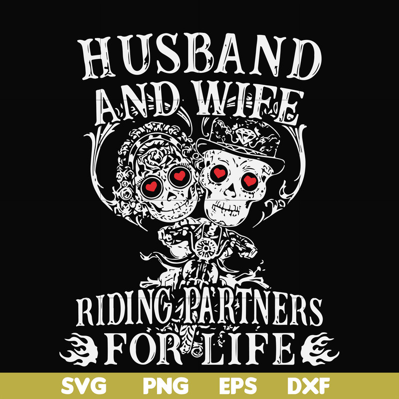 FN000523-Husband and wife riding partners for life svg, png, dxf, eps file FN000523.jpg