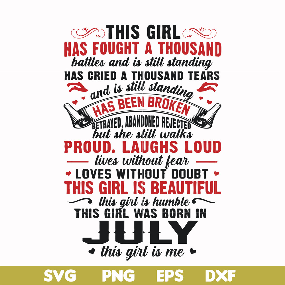 FN0001023-This girl has fought a thousand battles and is still standing this girl was born in July this girl is me svg, png, dxf, eps file FN0001023.jpg
