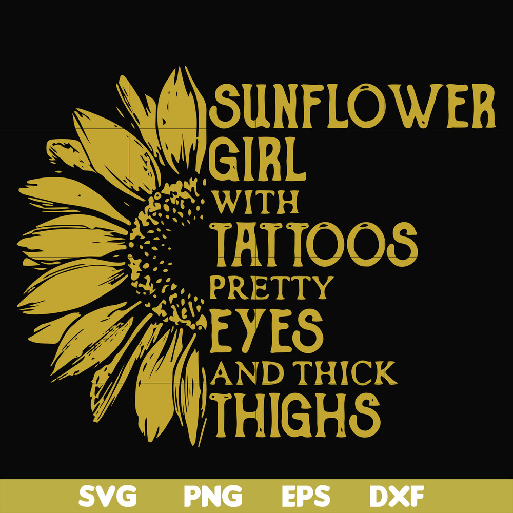 FN000170-Sunflower girl with tattoos pretty eyes and think thights svg, png, dxf, eps file FN000170.jpg