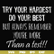 FN000187-Try your hardest do your best but always remember you're more than a test svg, png, dxf, eps file FN000187.jpg