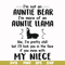 FN000228-I'm not an auntie bear I'm more of an auntie llama but I'll kick you in the face if you mess with my niece svg, png, dxf, eps file FN000228.jpg