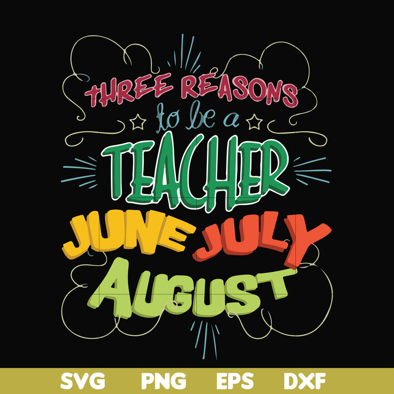 FN000734-Three reasons to be a teacher June July August svg, png, dxf, eps file FN000734.jpg