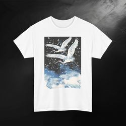 crane bird shirt, heron shirt, japanese crane shirt, vintage birdwatching shirt, bird lover tee, sea bird t-shirt