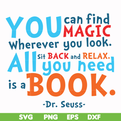 you can find magic wherever you look all you need sit back and relax all you need is a book svg, png, dxf, eps file dr00