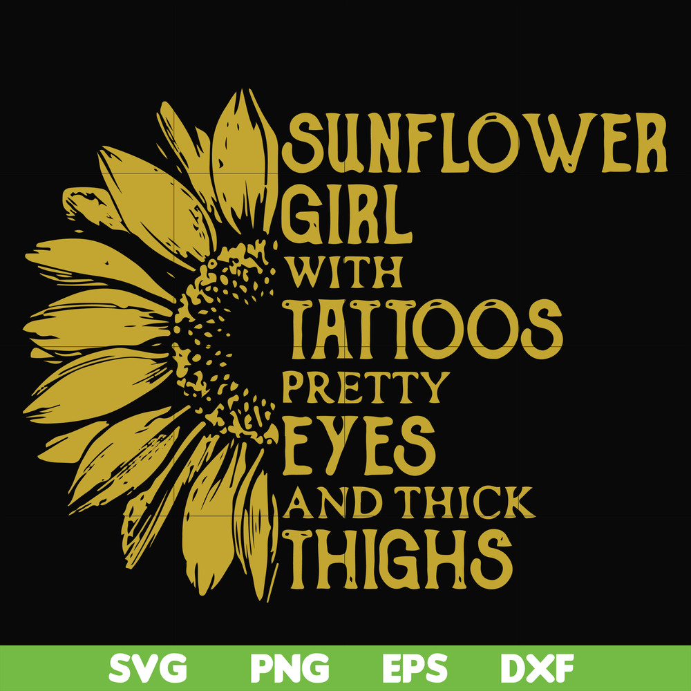 FN000170-Sunflower girl with tattoos pretty eyes and think thights svg, png, dxf, eps file FN000170.jpg