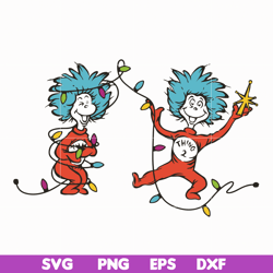 dr seuss christmas thing lights, thing 1 thing 2 svg, dr svg, png, dxf, eps file dr05012121