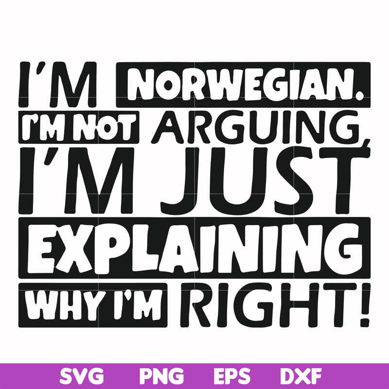 FN000562-I'm Norwegian I'm not arguing I'm just explaining why I'm right! svg, png, dxf, eps file FN000562.jpg