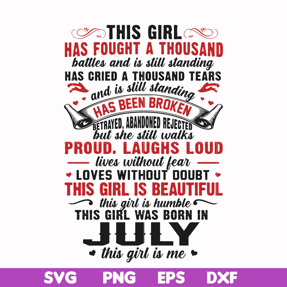 FN0001023-This girl has fought a thousand battles and is still standing this girl was born in July this girl is me svg, png, dxf, eps file FN0001023.jpg